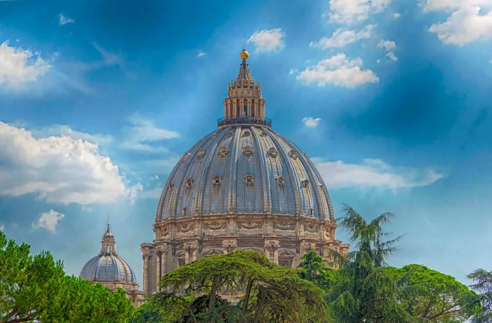 St Peter's Basilica Michelangelo dome interior with Latin inscription and 1.4-metre letters